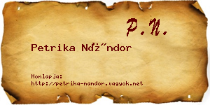 Petrika Nándor névjegykártya