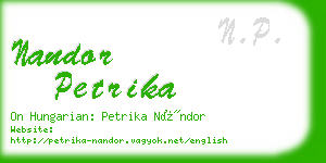 nandor petrika business card